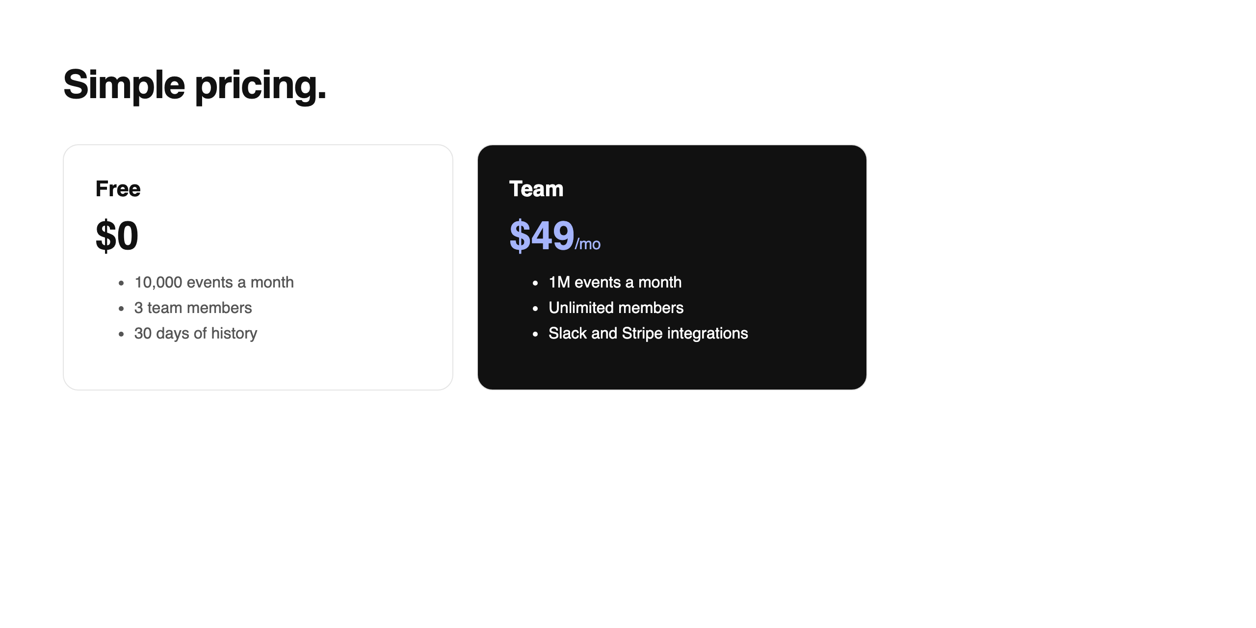 Pricing section
